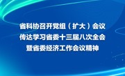 省科协召开党组（扩大）会议 传达学习省委十三届八次全会暨省委经济工作会议精神